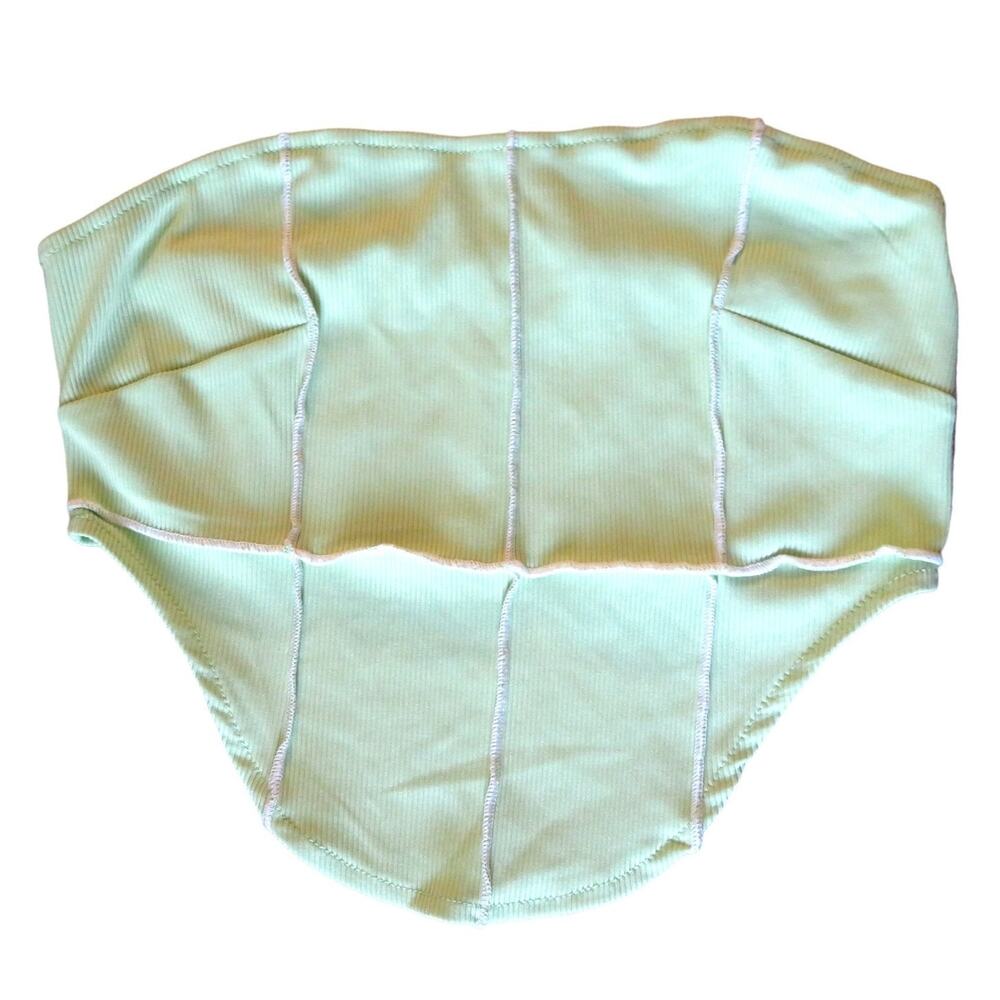 Y2K Strapless Crop Top Size Medium (6) Tube Top Ribbed Stretch Green
